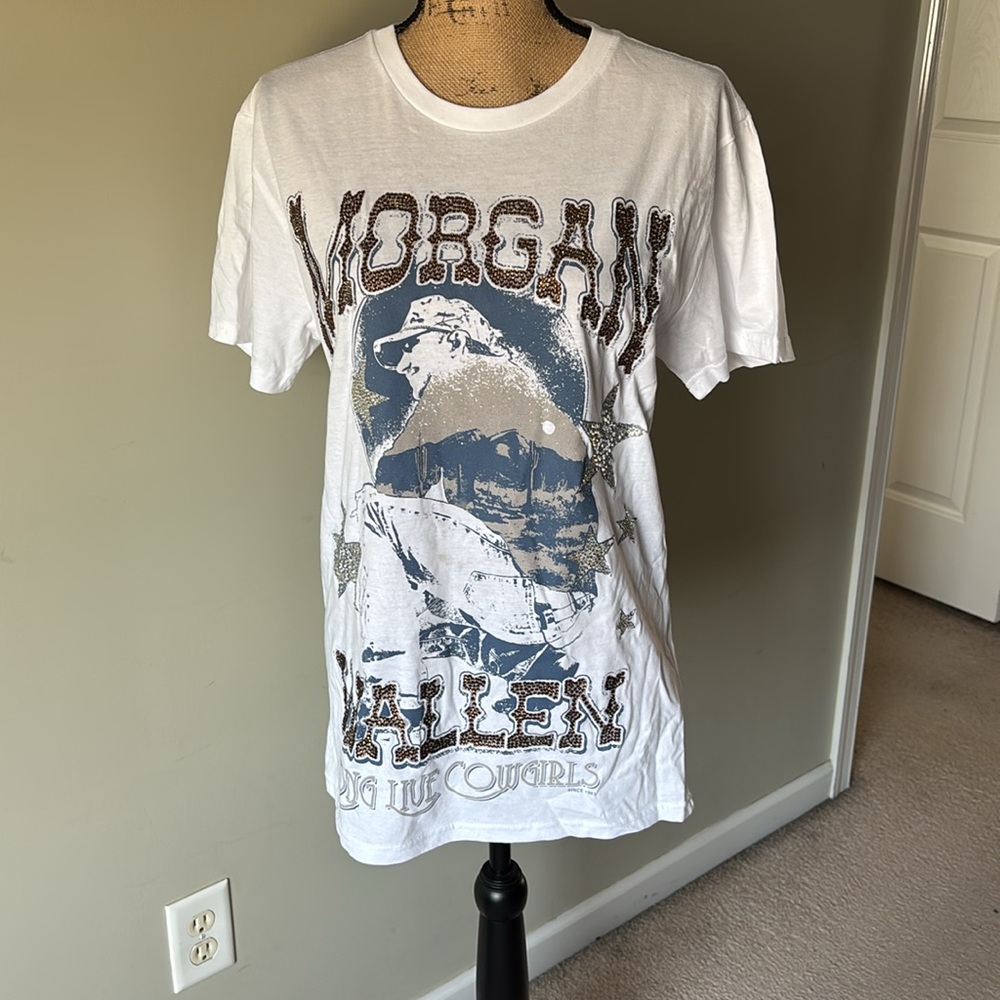Custom crystal Morgan Wallen tshirt size medium